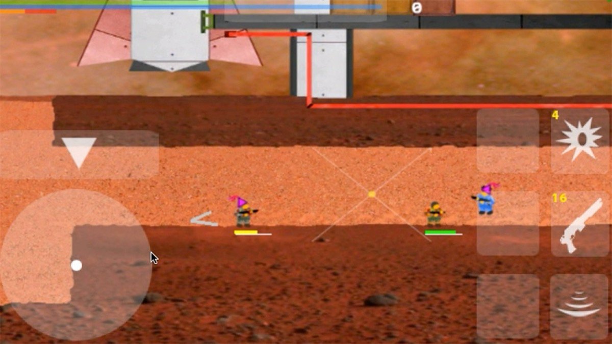 Shooty Dudes gameplay — firefight in a canyon map