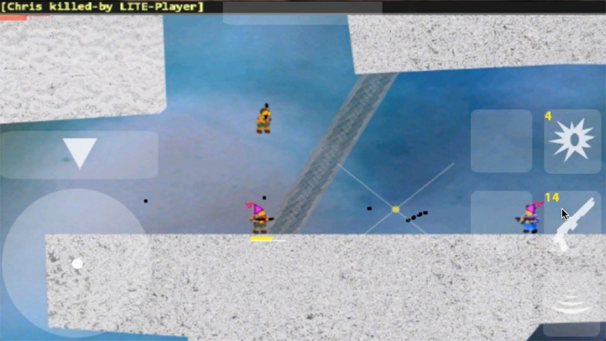 Shooty Dudes gameplay — battle across an ice map with live kill feed